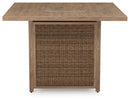 Walton Bridge - Square Bar Table W/Fire Pit - Driftwood