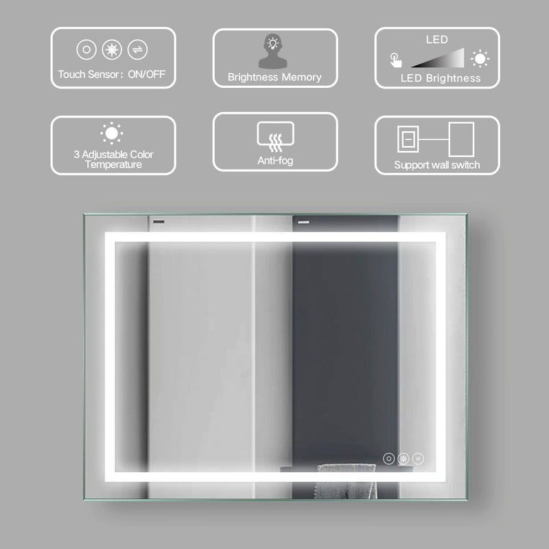 36x48 Led mirror 3 brightness x 3 colors Anti-fog