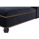 Velvet Chaise Lounge, Button Tufted Right Arm Facing Lounge Chair With Nailhead Trim For Living Room - Black by HouseOfZazla