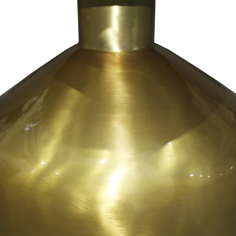 24 Inch Metal Frame End Table with Round Top and Bottle Shape Base, Gold