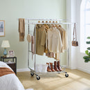 Heavy Duty Double Clothing Garment Rack With Shelves - Silver by HouseOfZazla