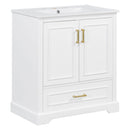 Bathroom Vanity With Sink, 1 Divided Drawer And 2 Soft Close Doors With Double Shelf
