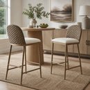 Farmhouse Barstools Set of 2, Upholstered Armless Iron Counter Stools