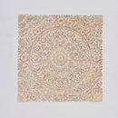 Floral Hand Carved Mandala Square Wall Decor With Spiritual Symbolism - Gold / White by Unique Piece Furniture