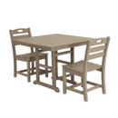 Antique Wood HDPE Outdoor Patio Dining Set, 37.8 in. Square Table with 2 Chairs by HouseOfZazla