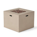 Outdoor Patio Square Gas Burning Concrete Fire Pit 40,000 BTU by HouseOfZazla