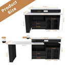 Kitchen Island With Extendable Rotating Table, 4 Drawers & Glass Door Cabinets, Built In Socket - Black by HouseOfZazla