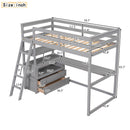 Modern Loft Bed With Built In Desk, Shelves, And 2 Drawers by HouseOfZazla