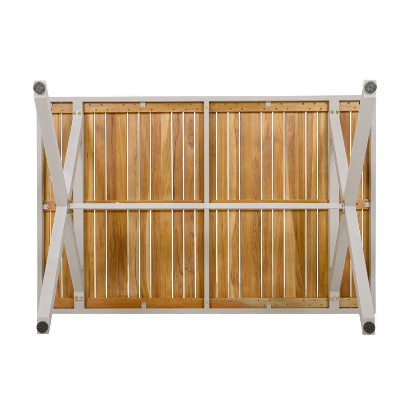Teak Wood Top Outdoor Table with Steel Frame, photo 7 of 10