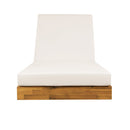 Acacia Wood Chaise Lounge with Cushion - Teak Finish