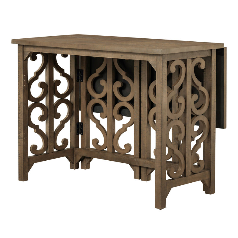 3-Piece Retro Dining Set Solid Wood Counter Height Pub Set Foldable Table with 2 Saddle Stools for Kitchen, Small Space (Distressed Brown)