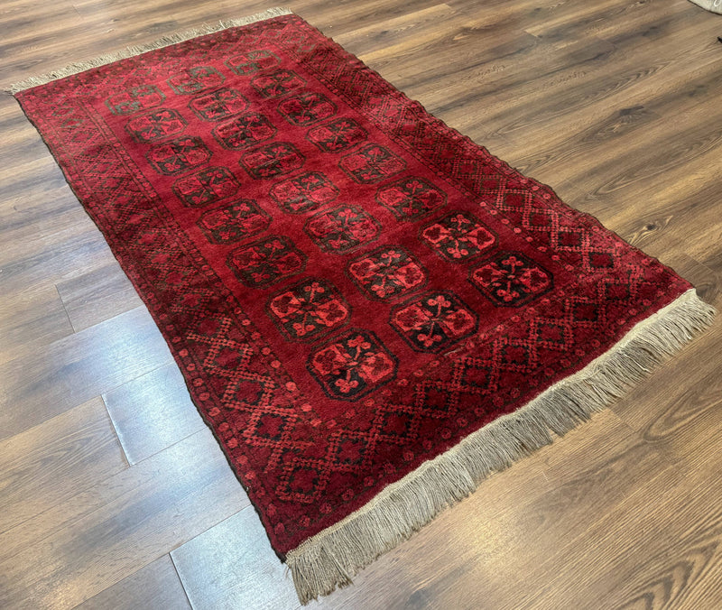 Afghan Turkoman Bokhara Bashir Rug 3x6, Red