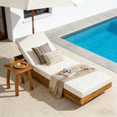 Acacia Wood Chaise Lounge with Cushion - Teak Finish