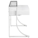 Serrano - 2 Drawer Writing Desk With Polished And Tempered Glass Hutch - Glossy White
