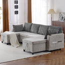 Sectional Sofa Bed With Pull Out Sleeper, USB Ports, Cup Holders by HouseOfZazla