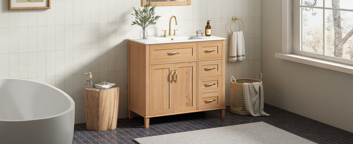 36" Bathroom Vanity with Ceramic Sink, photo 8 of 10
