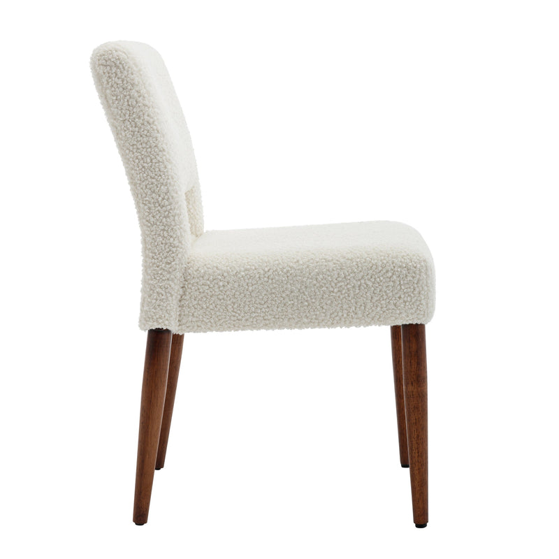 Accent Chairs Set of 2, Boucle Chairs with Solid Woood, Upholstered Dining Chairs for Living Room, Kitchen, Bedroom, Beauty Room,Dining room-Cream