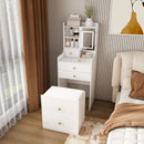 3 In 1 Dressing Table With LED Mirror & Storage Stool, Compact Makeup Vanity - White by Unique Piece Furniture