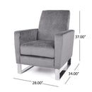 Bolt Upholstered Recliner Chair With Stainless Steel Base - Gray / Chrome by HouseOfZazla
