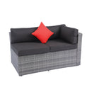 5 Pieces PE Rattan sectional Outdoor Furniture Cushioned U Sofa set with 2 Pillow Grey wicker + Black Cushion