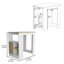 Kitchen Island Three Open Side Storage Shelves And One Push-To-Open Cabinet - White / Macadamia by HouseOfZazla