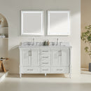 Freestanding Double Bathroom Vanity With Extra Black Handles - White by HouseOfZazla