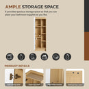 Tall Freestanding Bathroom Side Cabinet With Single Door & 4 Tier Open Shelves - Black / Light Oak / White by HouseOfZazla