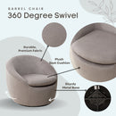Winnie Modern Teddy Fabric Barrel Chair - 360° Swivel