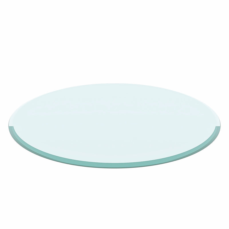 28" Inch Round Tempered Glass Table Top Clear Glass 1/2" Inch Thick Beveled Polished Edge