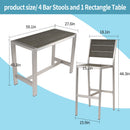 All aluminum bar counter and bar chair set for Patio Garden Outdoor