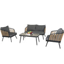 4 Pieces Patio Furniture Set, PE Rattan Wicker With Washable Cushion And Tempered Glass Tabletop, Conversation Furniture For Garden Poolside Balcony by HouseOfZazla