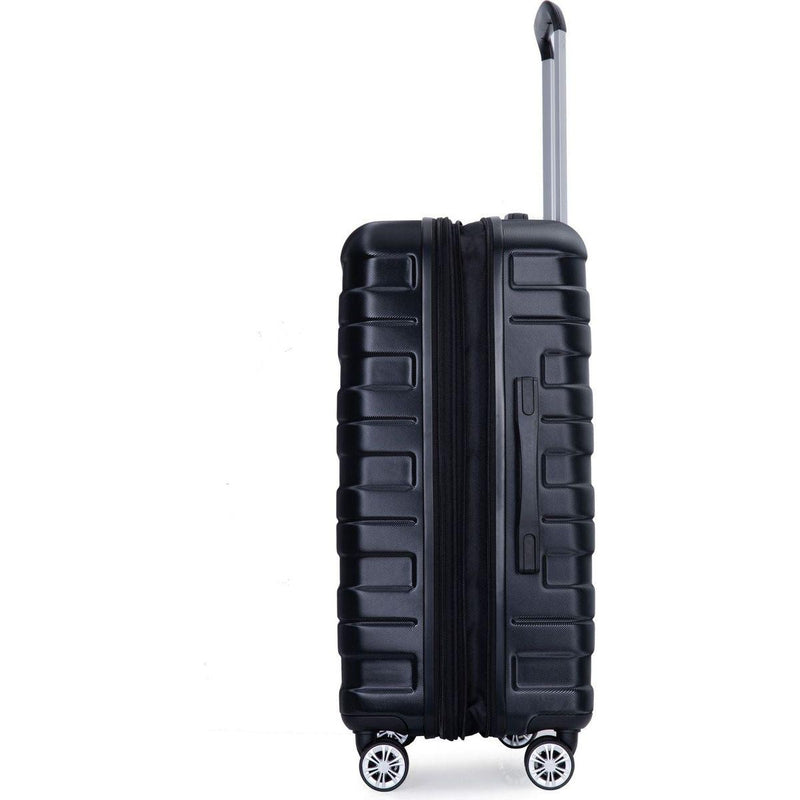 3 Piece Luggage Sets PC Lightweight & Durable Expandable Suitcase with Two Hooks, Double Spinner Wheels, TSA Lock, (21/25/29) Black