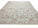 9x12 Flatweave Aubusson Needlepoint Rug, New, Beige, Tan, Green, Handmade, Hand-Knotted Area Rug, French European Carpet, Flowers