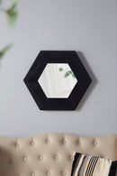 Hexagon Mirror With Natural Wood Frame, Wall Decor For Living Room Bathroom Hallway by HouseOfZazla