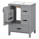 Bathroom Vanity With Sink, Soft Close Door, Double Layer Door Shelf And 3 Drawers - Gray by HouseOfZazla