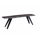 Modern Acacia Wood Dining Bench, Live Edge Design Accent Bench With Iron Legs - Black / Gray by HouseOfZazla