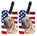 Shar Pei with American Flag USA Luggage Tag