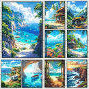 Tropical beach canvas wall art set of 9 living room decor