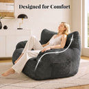 2-Person Bean Bag Sofa Chair, 63" Wide Corduroy with Memory Foam