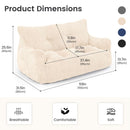 2-Person Bean Bag Sofa Chair, 63" Wide Corduroy with Memory Foam