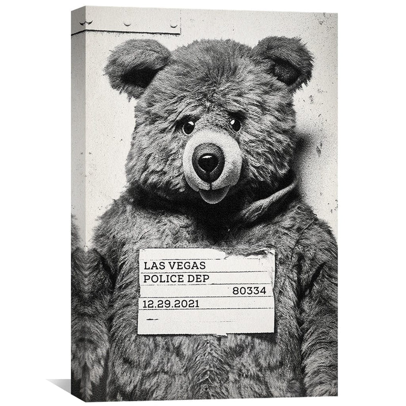 Bear Mugshot Black Canvas