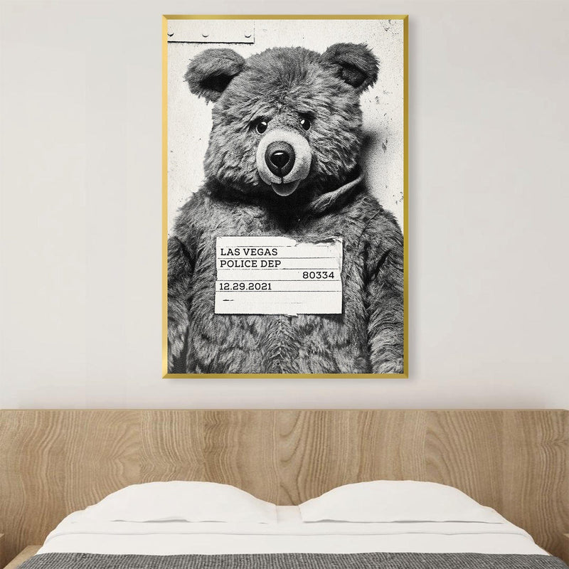 Bear Mugshot Black Canvas