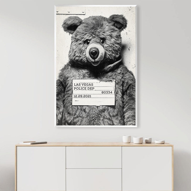 Bear Mugshot Black Canvas