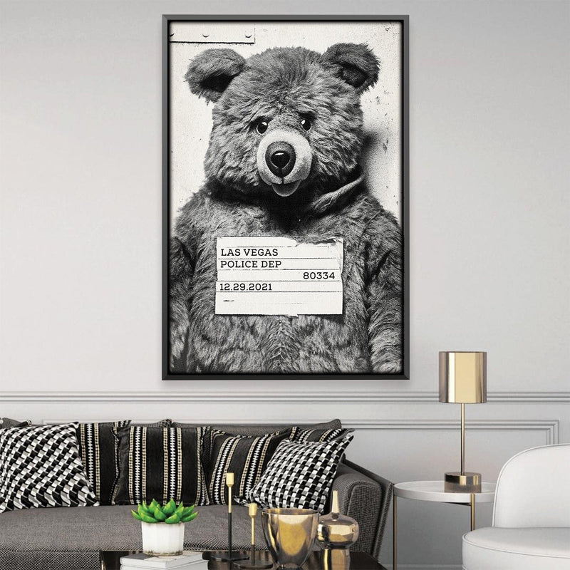 Bear Mugshot Black Canvas