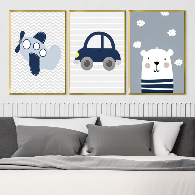 Bears, Trains and Automobiles Canvas