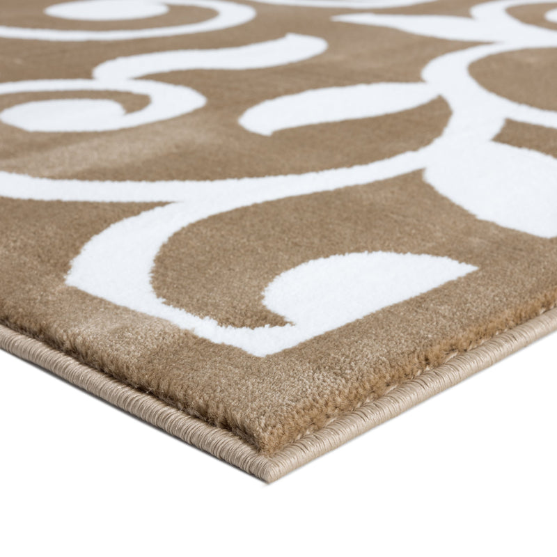 Sussexhome Beatrice Perfect Soft Area Rugs | Leaves - Beige/White