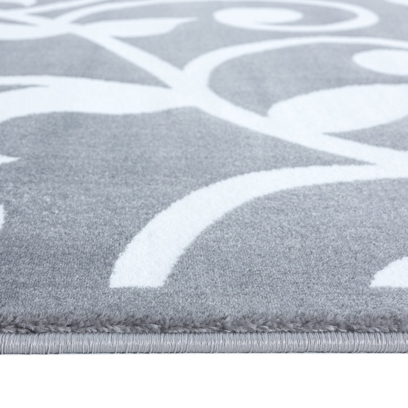 Sussexhome Beatrice Perfect Soft Area Rugs | Leaves - Gray/White