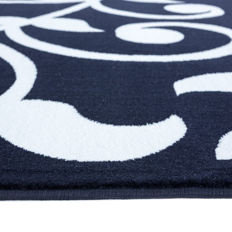 Sussexhome Beatrice Perfect Soft Area Rugs | Leaves - Navy/White