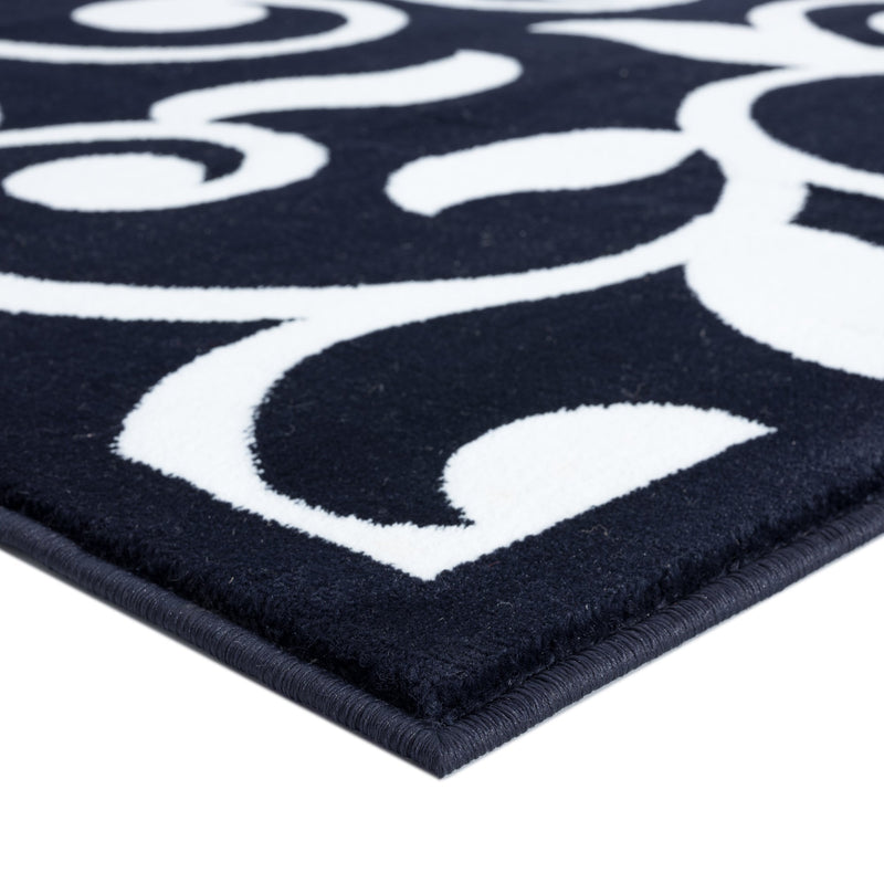 Sussexhome Beatrice Perfect Soft Area Rugs | Leaves - Navy/White