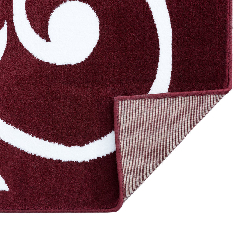 Sussexhome Beatrice Perfect Soft Area Rugs | Leaves - Red/White